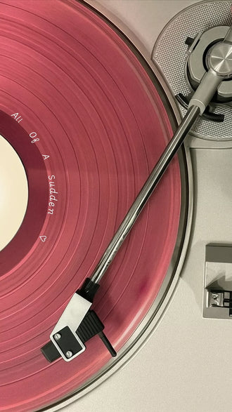 All Of A Sudden Pink Vinyl Record Player Aesthetic Wall Poster, Retro Music Wall Poster