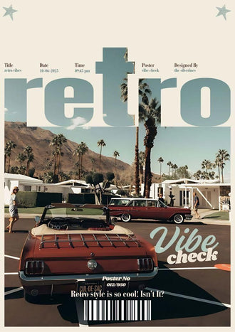 Retro Vibe Check Print – Cool Retro Car Scene Wall Poster