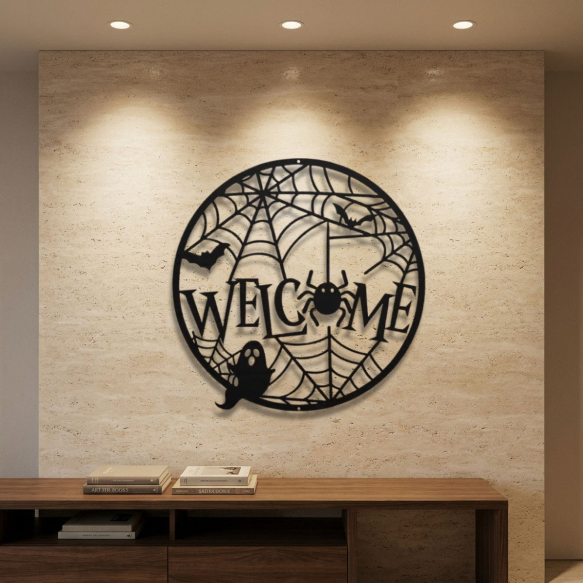 Halloween Welcome Wreath metal wall art – image 1