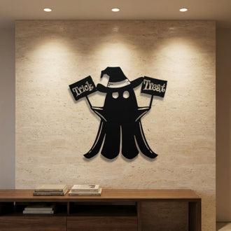 Trick or Treat Ghost Metal Wall Art – Halloween Wall Decor