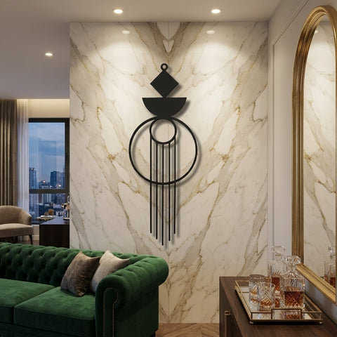 Boho Geometric Pendant Metal Wall Art – Boho Wall Sculpture