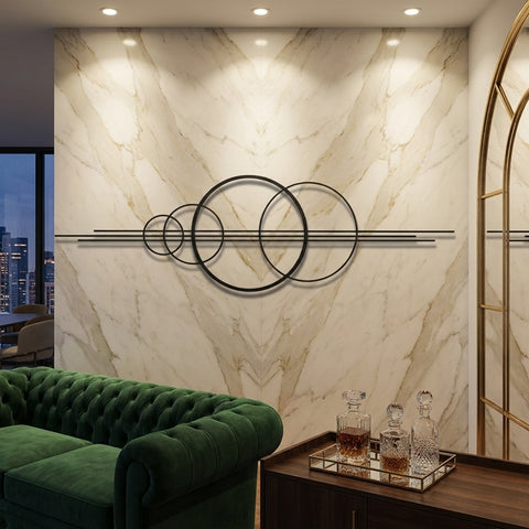 Overlapping Rings Horizon Metal Wall Art – Geometric Wall Sculpture