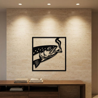 Smoking Fish Metal Wall Art – Pop Art Animal Wall Decor