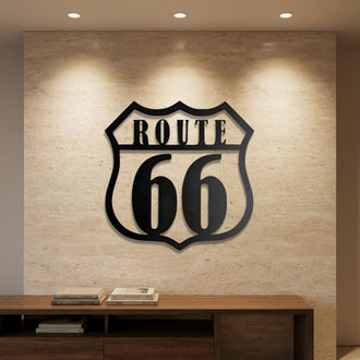 Route 66 Shield Sign Metal Wall Art – Vintage Travel Wall Decor