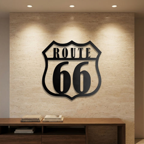 Route 66 Shield Sign Metal Wall Art – Vintage Travel Wall Decor