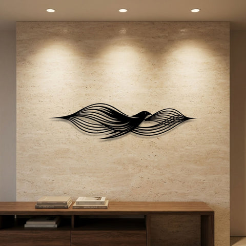 Bird in Flight Lines Metal Wall Art – Line Art Animal Wall Decor