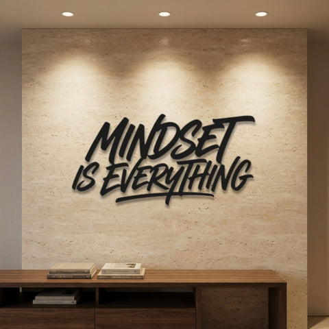 Mindset Is Everything Metal Wall Art – Typography Quote Sign