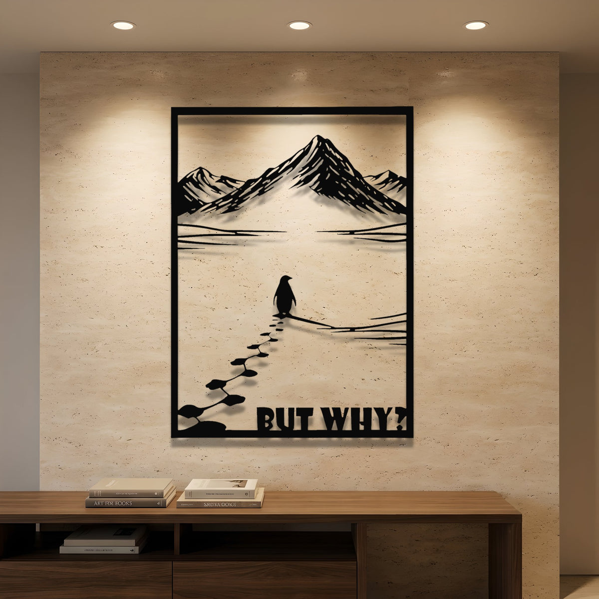 Lone Penguin But Why metal wall art – image 1