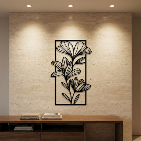 Lily Blossom Panel Metal Wall Art – Botanical Floral Wall Decor