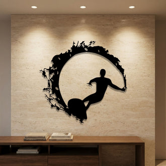 Surfer in the Wave Metal Wall Art – Coastal Sports Wall Decor