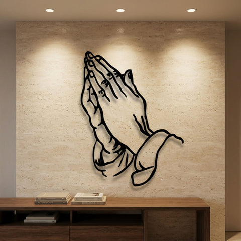 Praying Hands Metal Wall Art – Classic Spiritual Wall Decor