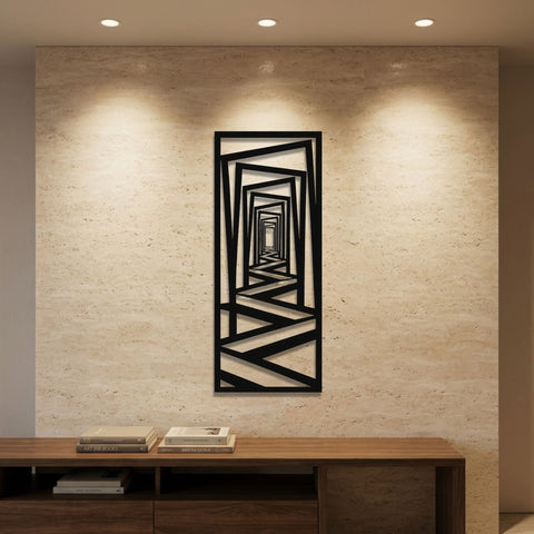 Geometric Tunnel Panel Metal Wall Art – Geometric Wall Sculpture