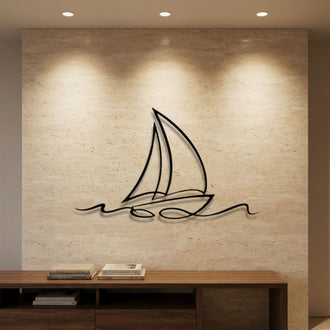 Sailboat Line Art Metal Wall Art – Line Art Coastal Wall Decor