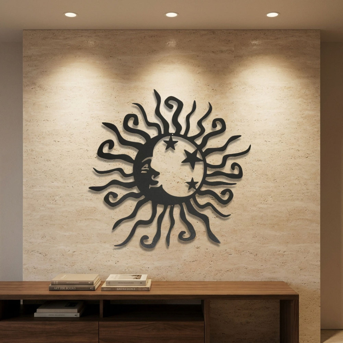 Sun and Moon Faces metal wall art – image 1