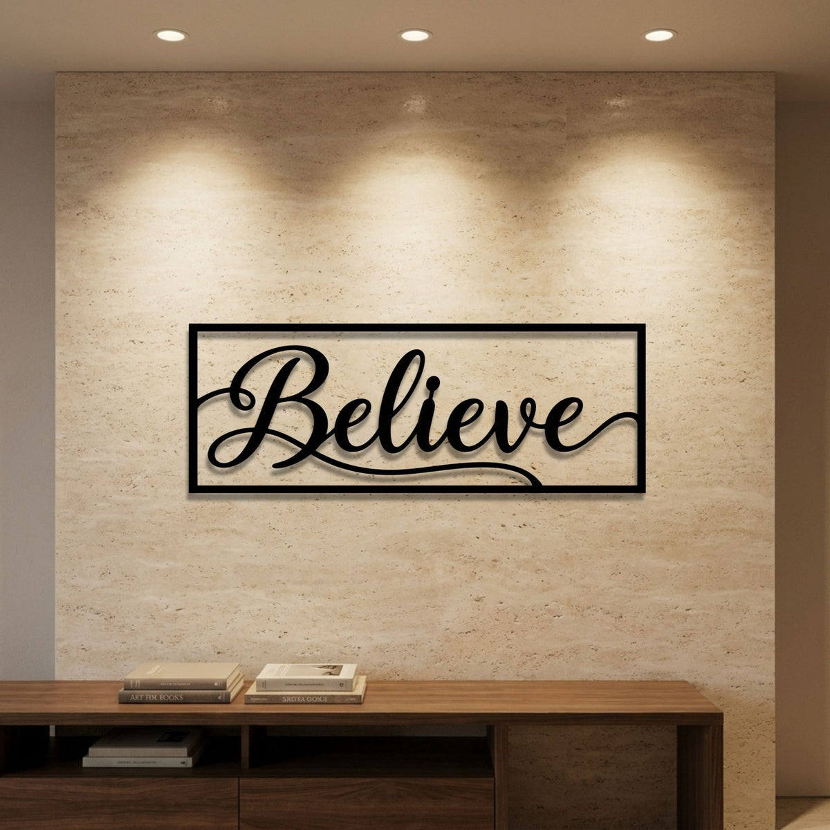 Believe Script Sign metal wall art – image 1
