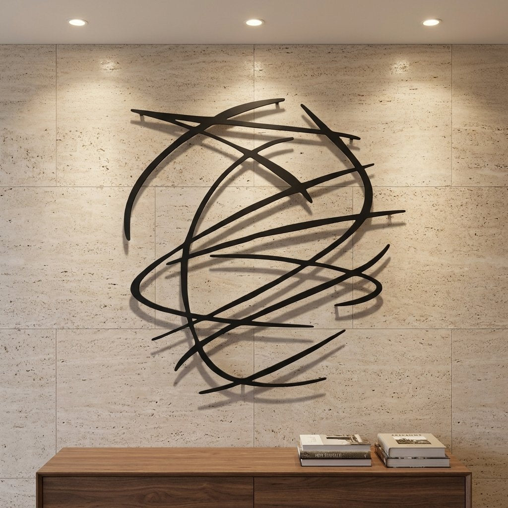 Abstract Scribble Lines metal wall art – image 1