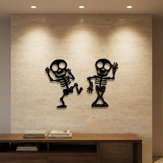 Dancing Skeletons Metal Wall Art – Halloween Wall Decor