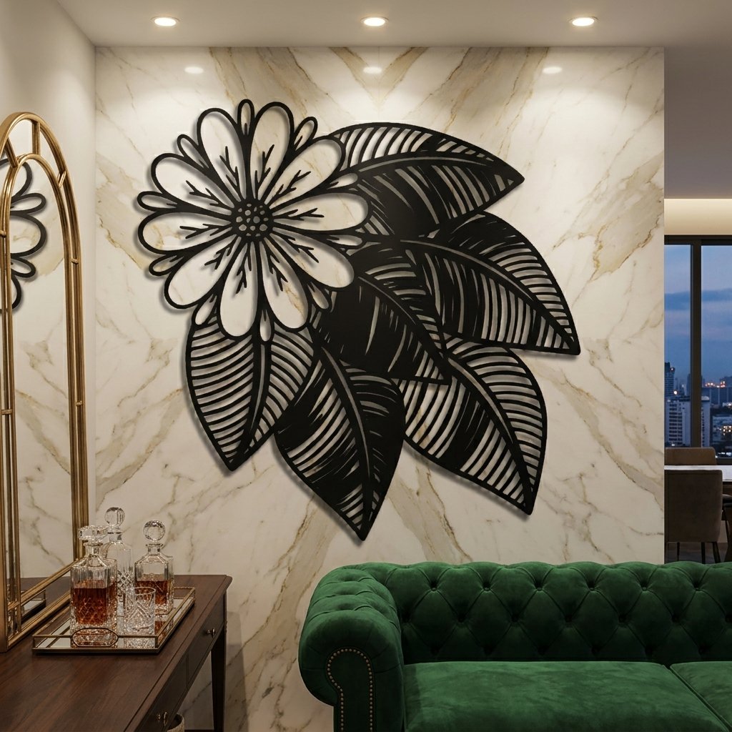 Tropical Flower and Leaves metal wall art – image 1