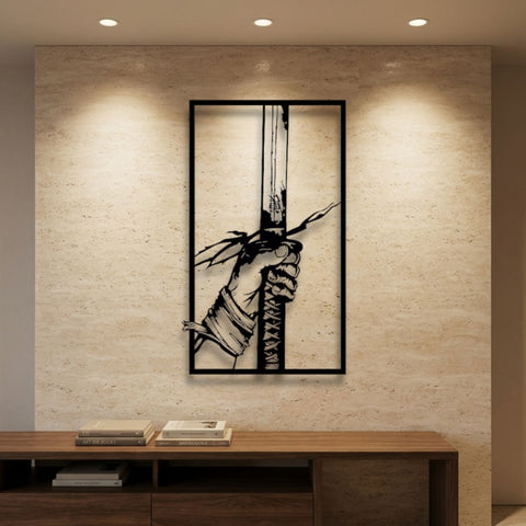 Samurai Katana Panel Metal Wall Art – Classic Japanese Wall Decor