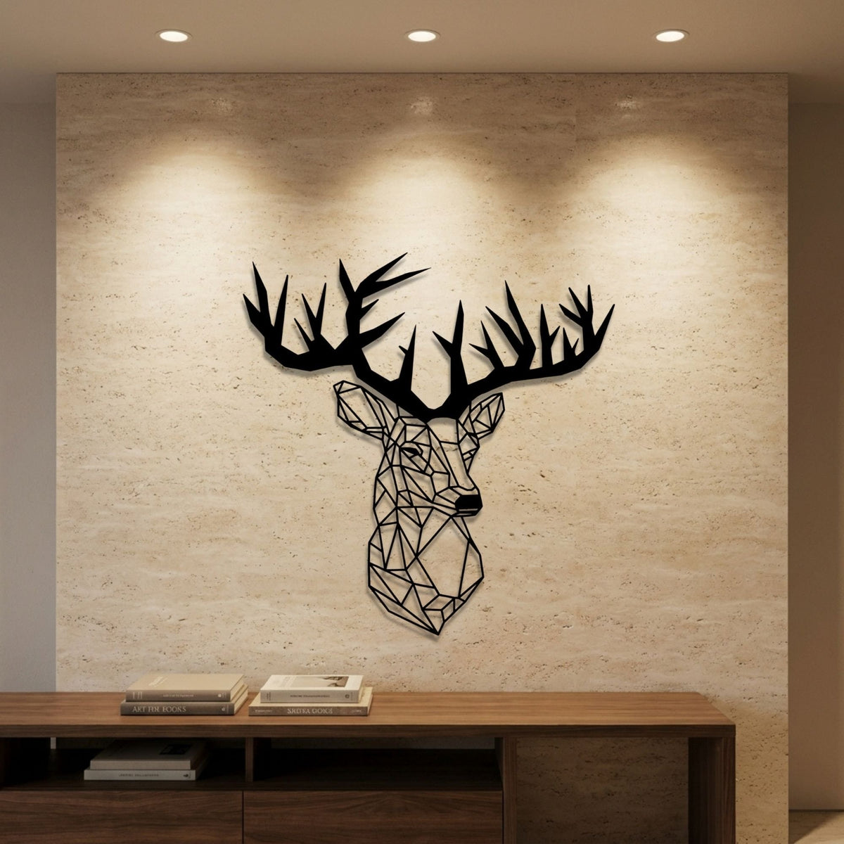 Geometric Deer Head metal wall art – image 1
