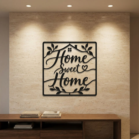 Home Sweet Home Script Metal Wall Art – Farmhouse Word Sign