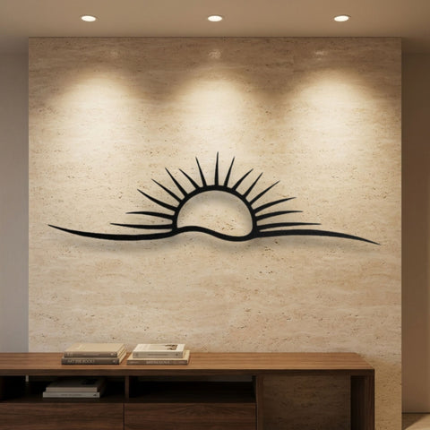 Sunrise Horizon Line Metal Wall Art – Minimalist Celestial Wall Decor