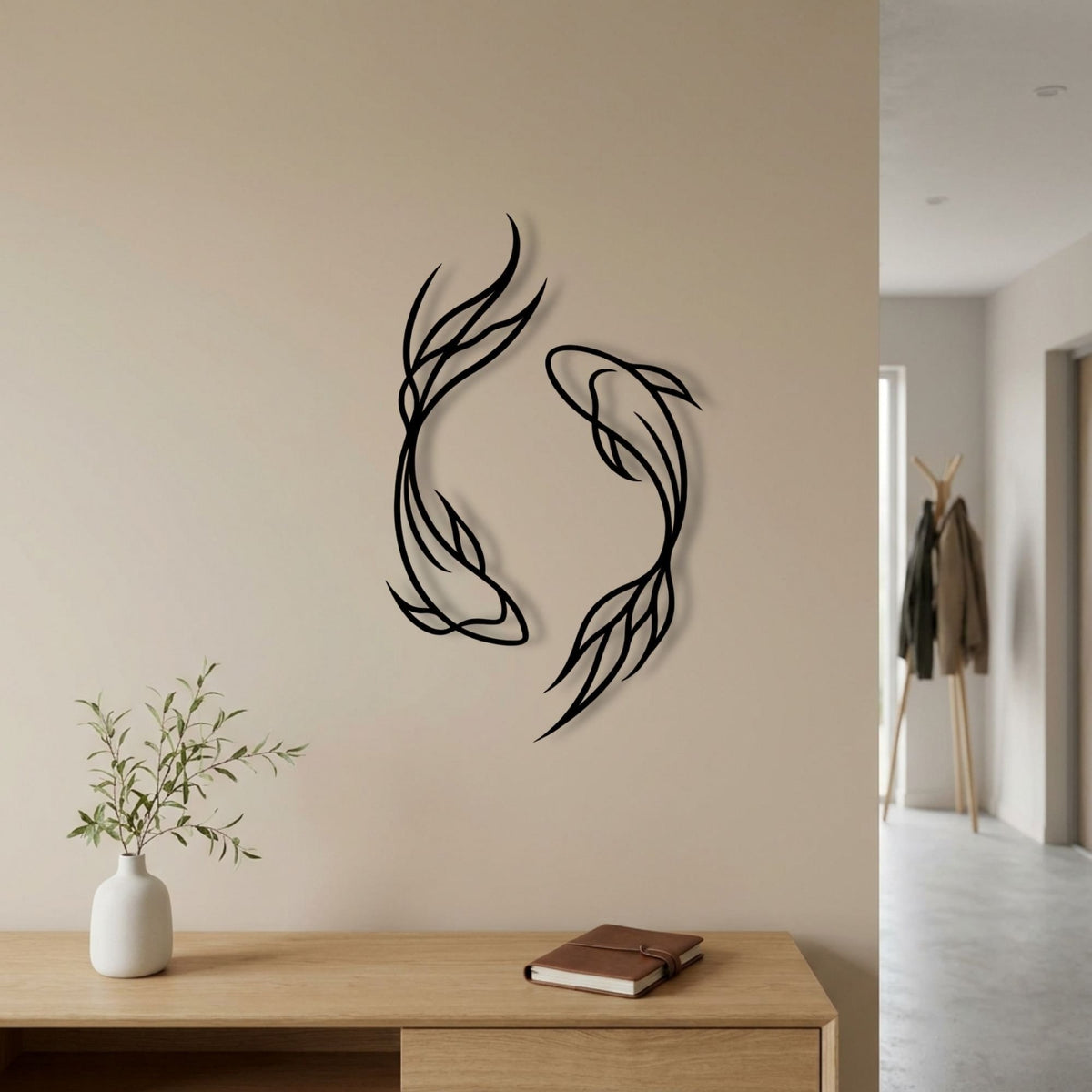 Koi Fish Pair metal wall art – image 1
