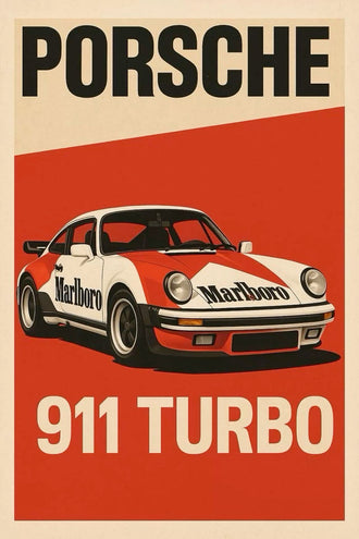 Porsche 911 Turbo Marlboro Heritage Décor Poster – Traditional Car Wall Décor