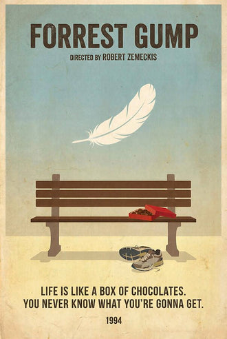 Forrest Gump Retro Movie Print Home Wall Print – Life Is Like a Box of Chocolates Quote