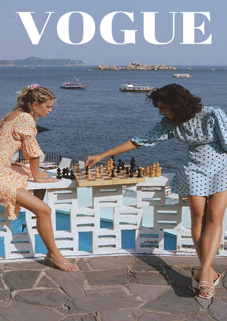 VOGUE Seaside Chess Editorial Wall Poster, Coastal Fashion Wall Décor