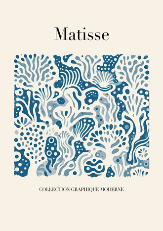 Matisse Collection Graphique Moderne Print – Expressive Blue Contemporary Home Wall Poster