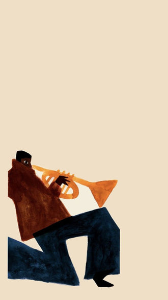 Simple Trumpet Player Print, Jazz Music Home Wall Poster