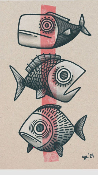 SR '24 Non-Figurative Fish Pop Art Wall Décor Print