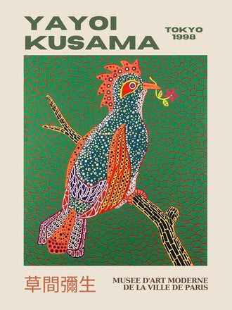 Yayoi Kusama Bird Print – Tokyo 1998 Contemporary Artwork, Aesthetic Home Art Canvas