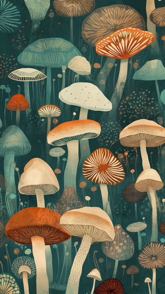 Retro Mushroom Illustration Wall Print – Heritage Fungi Wall Poster for Sleek Farmhouse Decor