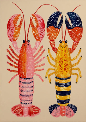 Colorful Lobster Illustration, Sleek Nautical Coastal Wall Print, Vibrant Marine Fine Print
