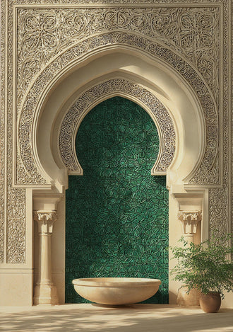 Emerald Mosque Door Print, Islamic Architecture Wall Print, Oriental Calligraphy Décor Poster, Middle Eastern Decor, Cultural Heritage Design