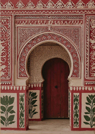 Moroccan Doorway Wall Décor, Islamic Architecture Décor Poster, Red Arch Moroccan Decor for Boho Living Room, Ornate Archway Aesthetic Home Art