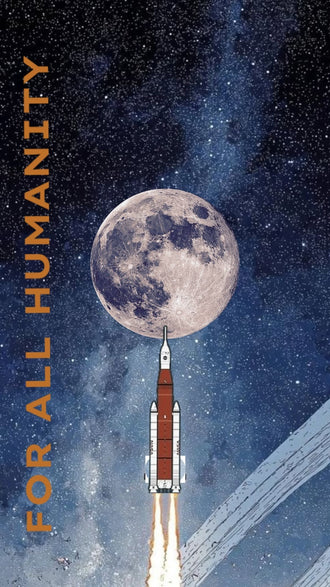 For All Humanity Quote Wall Poster – Aesthetic Rocket and Moon Print