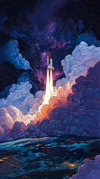 Space Shuttle Launch Aesthetic Wall Print Décor Poster Print