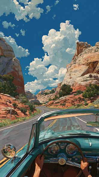 Desert Road Trip Aesthetic Home Art Wall Poster – Minimal Desert Highway Print