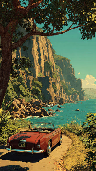 10 11 Retro Convertible Seaside Home Art Wall Poster