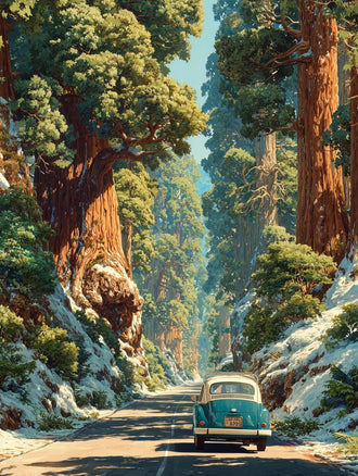 3995 Heritage Car in Forest Aesthetic Wall Décor Wall Poster Print