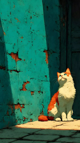Cat in Sunlight Aesthetic Home Art Print