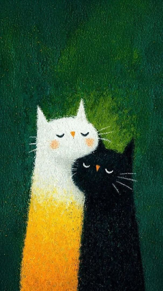 Cat Couple Illustration Aesthetic Wall Print Décor Poster