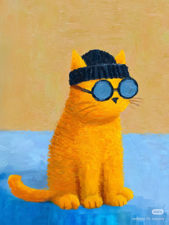 Soooony Cat with Sunglasses Pop Art Wall Poster, Trendy Cat Wall Print