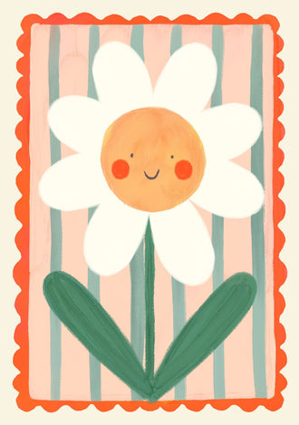Color Pop Smiley Flower Wall Poster – Cheerful Nursery and Kids Room Décor Print