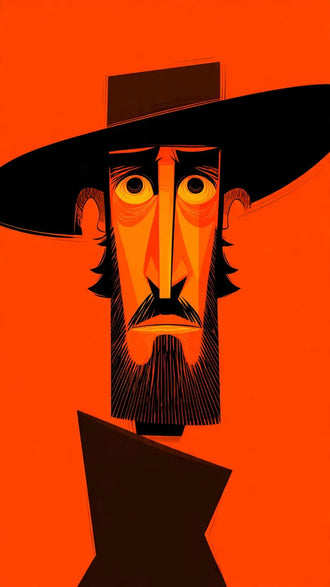 Expressive Cowboy Pop Art Décor Poster – Minimal Western Wall Poster