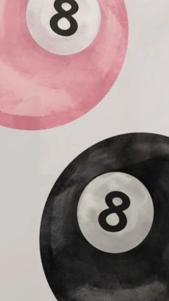 Minimal Pink and Black Eight Ball Wall Poster – Sleek Pool Wall Décor