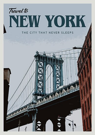 Travel to New York Quote Wall Poster – The City That Never Sleeps Aesthetic Print